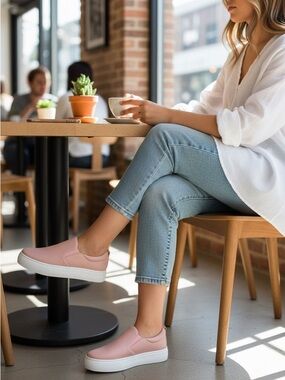 New! Journee Partrice Blush Print Platform Slip on Sneakers Shoes sz 9